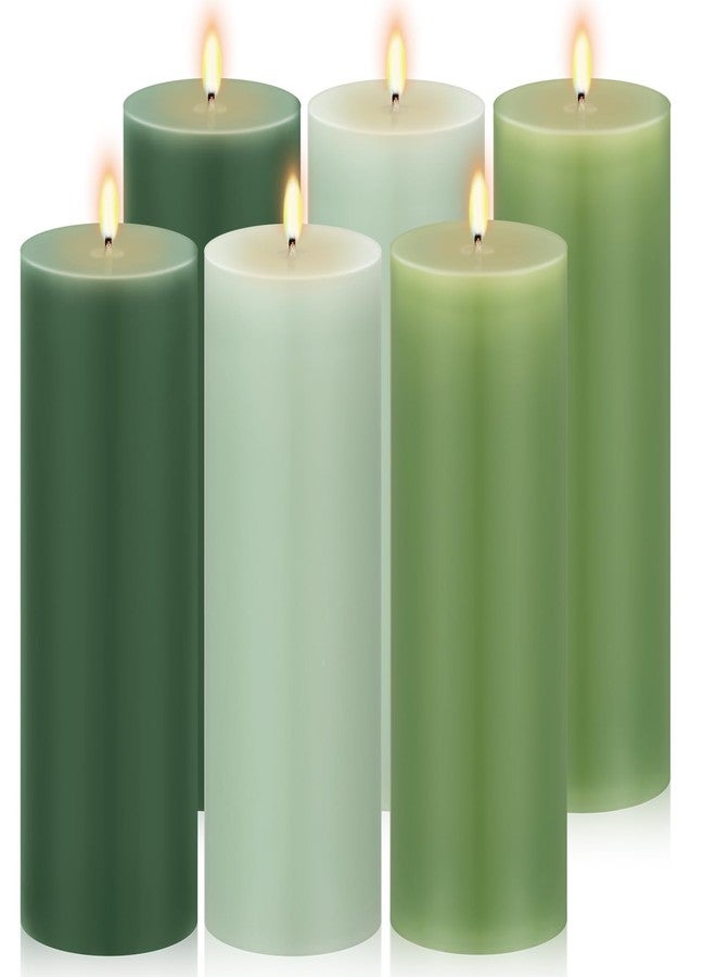 Conelist Set of 6 Gradient Green Pillar Candles 2 x 6 Inch Decorative Unscented Column Candles for Wedding Thanksgiving Christmas Holiday Church Dinner Table Home Relaxation Spa Decor - Image 1